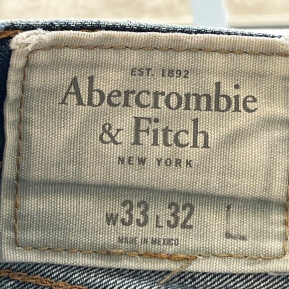 Abercrombie Fitch Jeans Mens 34x32 Blue Skinny Button Fly Denim Pants Modified - Picture 12 of 12